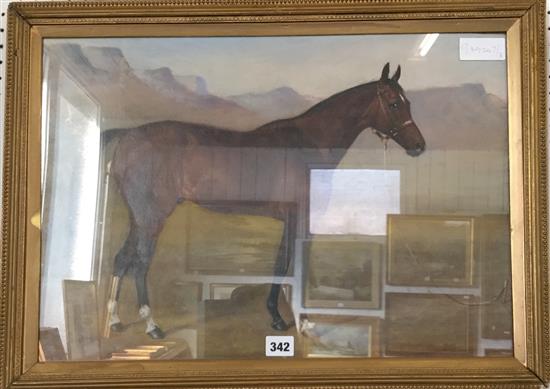 Arab stallion in the desert - signed EWS (Christies mark on reverse)